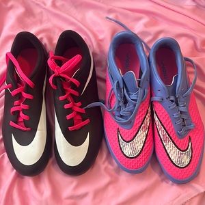 2 Pairs Nike Soccer Cleats 4.5Y and Womens 6.5 HyperVenom